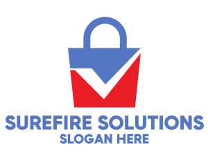 Guarantee - Blue Red Checkmark Bag logo design