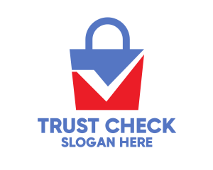 Verification - Blue Red Checkmark Bag logo design