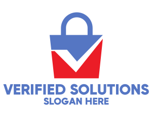 Approved - Blue Red Checkmark Bag logo design