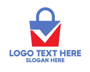 Approval - Blue Red Checkmark Bag logo design