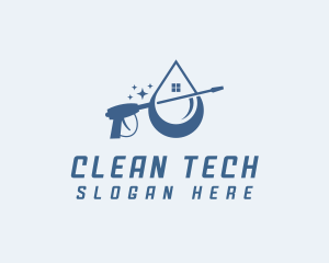 Sanitizing - House Cleaning Power Washer logo design