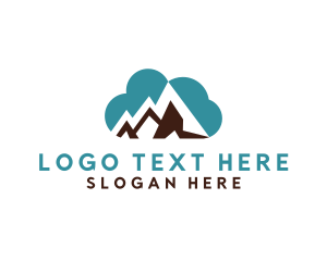 Volcano - Peak Mountain Cloud logo design