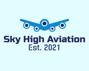 Blue Aviation Plane  logo design