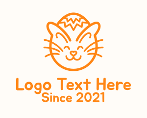 Preschool - Orange Cat Easter Egg logo design