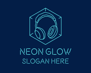 Neon - Neon Blue DJ Headphones logo design