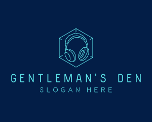 Neon Blue DJ Headphones  logo design