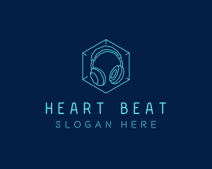 Neon Blue DJ Headphones  logo design