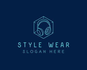 Neon Blue DJ Headphones  logo design