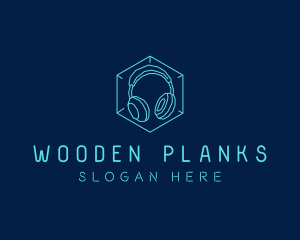 Neon Blue DJ Headphones  logo design