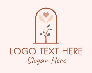 Natural - Nature Heart Plant logo design