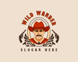 Outlaw Cowboy Revolver logo design