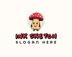 Cute Mushroom Cartoon logo design