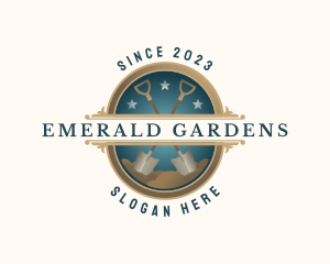 Shovel Gardener Landscaping logo design