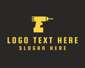 Machine - Letter E Drilling Tool logo design