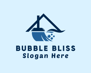 House Broom Bubbles logo design