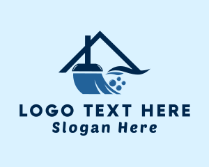 Sweeper - House Broom Bubbles logo design