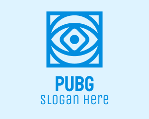 Surveillance - Blue Geometric Eye logo design