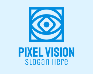 Blue Geometric Eye logo design