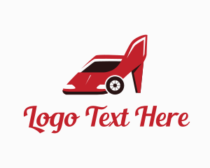 Wheels - Car Lady Shoes logo design