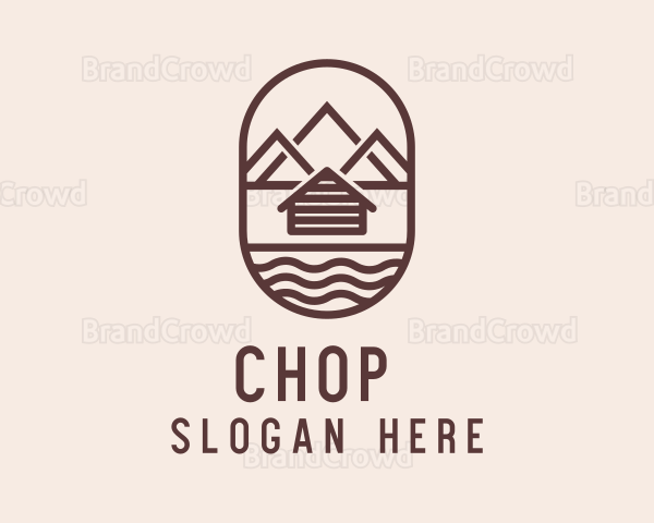 Mountain Camping Cabin Logo