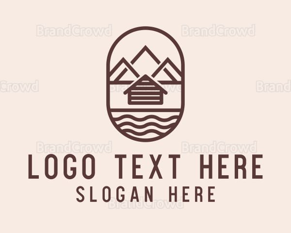 Mountain Camping Cabin Logo