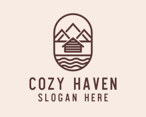 Lodging - Mountain Camping Cabin logo design