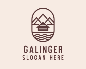 Mountaineering - Mountain Camping Cabin logo design