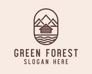 Woods - Mountain Camping Cabin logo design