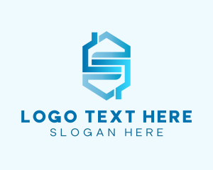 Hexagon - Blue Hexagon House logo design