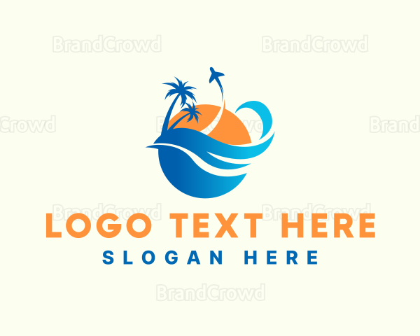 Tropical Island Airplane Travel Logo