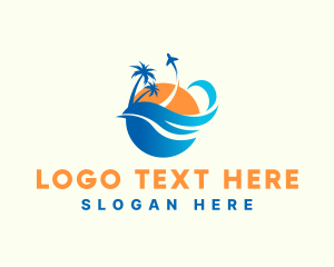 Airplane - Tropical Island Airplane Travel logo design