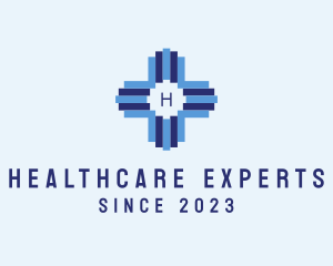 Geometric Medical Tech Cross  logo design