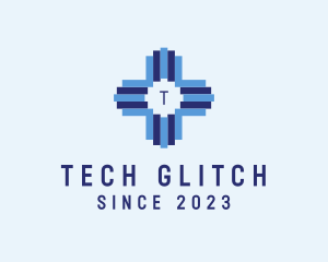 Geometric Medical Tech Cross  logo design