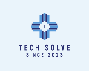 Geometric Medical Tech Cross  logo design