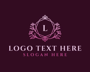 Flower Crown - Elegant Pink Floral Letter logo design