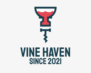 Wine Corkscrew Bartender logo design