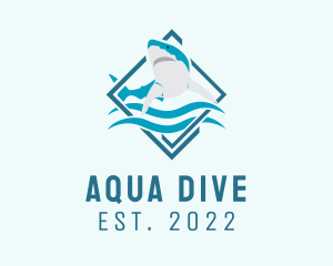 Diving - Shark Diving Aquarium logo design