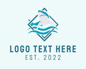 Aquarium - Shark Diving Aquarium logo design