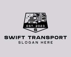 Semi Trailer Truck Delivery logo design