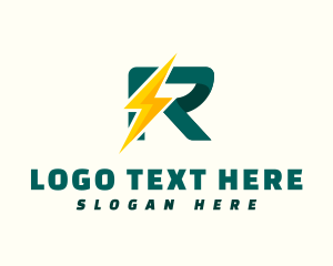 Electrician - Lightning Bolt Letter R logo design