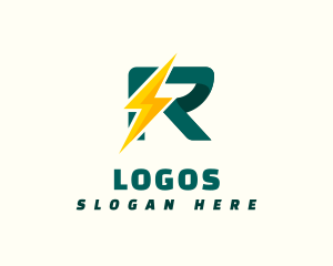 Volt - Lightning Bolt Letter R logo design
