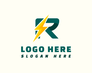 Power - Lightning Bolt Letter R logo design