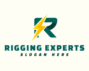 Lightning Bolt Letter R logo design