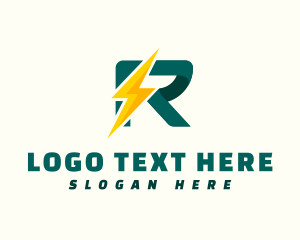 Zap - Lightning Bolt Letter R logo design