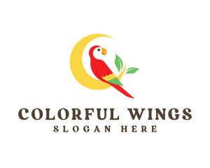 Parrot - Moon Leaf Parrot logo design