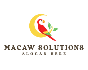 Macaw - Moon Leaf Parrot logo design
