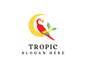 Moon Leaf Parrot logo design