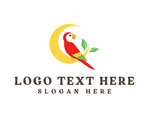 Parrot - Moon Leaf Parrot logo design