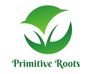 Primitive - Green Two Leaf logo design