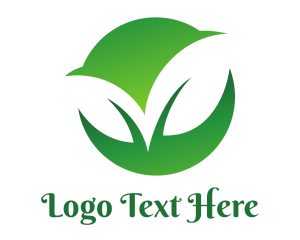 Primitive - Green Two Leaf logo design